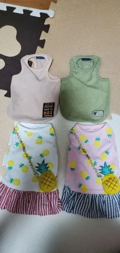 犬服 パイナップル柄 フリル付き 4着 小型犬 チワワ