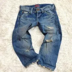 6595 良品✨ロデオクラウンズ ダメージデニムハーフパンツ XS グランジ