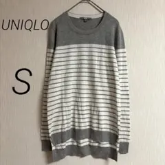 UNIQLO コットンカシミヤ混 クルーネックセーター S ボーダー柄