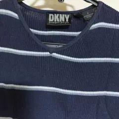 お値下げ☆DKNY ネイビー/ホワイトストライプ Vネック サマーセーター