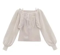 GRL フリルリボンボレロxキャミソールニットアンサンブル[mb1590]