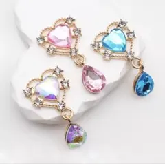 2個 選べる ハート ドロップ センターパーツ ビジュー ハンドメイド 手芸