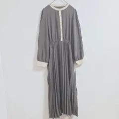 Ciaopanic ショートカラー切替プリーツワンピース Fサイズ グレー