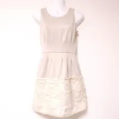 ROYALPARTYベージュエコファーシースルーリボンクロスタックワンピース