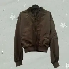 ショート丈 MA-1ジャケット ダークブラウン M