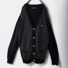 フレッドペリー　総柄切り替え　シルク混　カーディガン