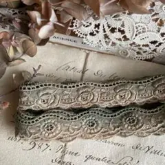 Antique Bloom 〜くすみグラデの花柄コットンレース〜約3m