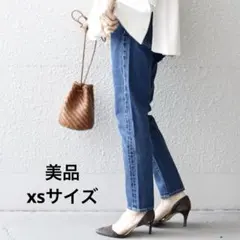 【美品】SHIPS レディース　デニムパンツ インディゴブルー　テーパードのサムネイル