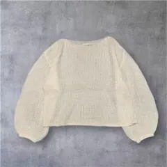 イーハイフン【こなれ感】モヘアライク メッシュニット ゆるだぼ ホワイトのサムネイル
