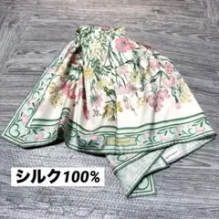 Jim Thompson シルク スカーフ 大判 グリーン 花柄 ボタニカル