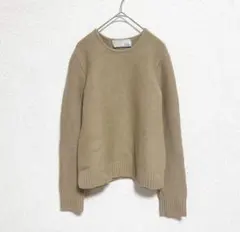 Edition クルーネックニット セーター ウール100% シンプル ベージュ