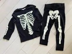 H&M ハロウィン　コスプレ上下　セットアップ　ドクロ　光る蓄光タイプのサムネイル