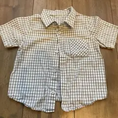 グレーとホワイトのチェック柄半袖シャツ 90cm
