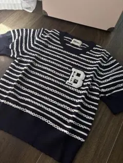 1回着用 BIBIY B. BORDER LOCK KNIT ヴィヴィ NAVY - メルカリ