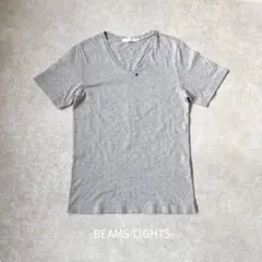 BEAMS LIGHTS/半袖Tシャツ/S/グレー/Vネック/ワンポイント