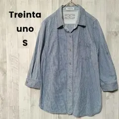 Treinta uno ストライプ シャツ 綿 七分袖 S カジュアル 重ね着