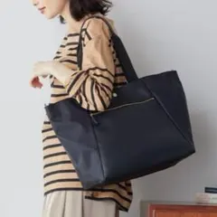 【美品】TOPKAPI リプルトリップ ナイロン コンビ トートバッグ 黒