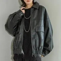 ラコレ/新品/FLジップブルゾン/フェイクレザー/ジップアップジャケットのサムネイル