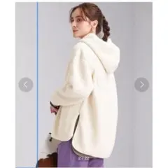 グリーンレーベル ボアフーディプルオーバーカットソー