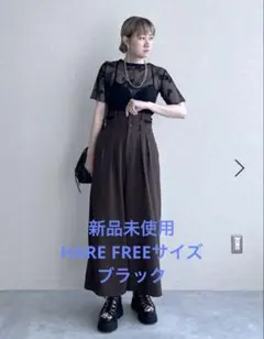 新品 HARE 2WAYフラワーフロッキーUネックT ブラック