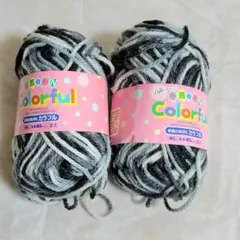 Colorful 毛糸 グレー、ブラック系 2個セット