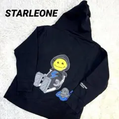 STARLEONEスターリアン　フロントロゴ刺繍　プリント　バックロゴ　ブラック
