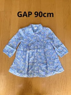 【美品】babyGAP 丸襟 花柄シャツワンピース 18-24M 長袖チュニック