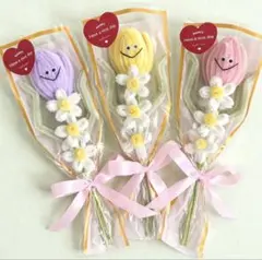 モールフラワー チューリップ3本セット・韓国風・くすみカラー・プレゼントにも◎