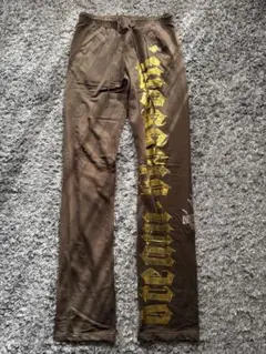【希少/レア】ロングレングス プリントパンツ シルバーゴールド Ｌサイズ
