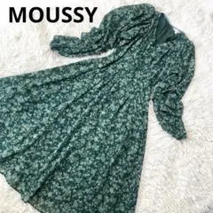 マウジー　MOUSSY ダークグリーン 花柄 ロングワンピース　フリルスリーブ