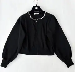 ANAYI アナイ　パールブルゾン　定価33000円　極美品　黒　38のサムネイル