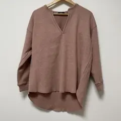 basement online ピンク Vネック ニットセーター 長袖