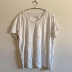 1点物✨【XL】 白 ホワイト Vネック Tシャツ 半袖 トップス カジュアル