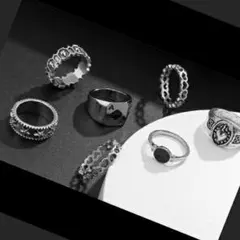 豪華7点♪メンズリングセット◆新品★シルバーヴィンテージ系♪送料無料韓国