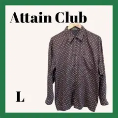 【良品】Attain Club 長袖 メンズシャツ ヴィンテージ 幾何学模様