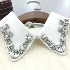 ビジューつけ襟 付け襟 パール ネックレス風 レディース おしゃれ ホワイト 白