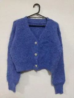 青　クロップドカーディガン