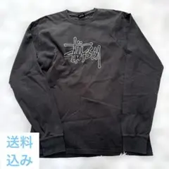 人気】STUSSY ステューシー 長袖Tシャツ グレー ビッグロゴ バックロゴ