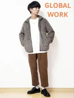 GLOBAL WORK コーデュロイ テーパードパンツ 太畝 ワイド 秋物 古着