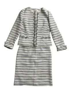 COMME CA ISM ストライプジャケットとスカートセットアップ　Lサイズ