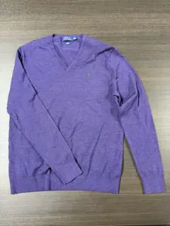未使用　Polo by Ralph Lauren 紫色 Vネック ニットセーター