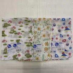 手ぬぐい ガーゼ 綿100％ フェイスタオル 新品 カエル 花 だるま3枚