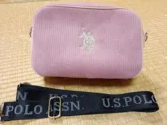U.S. POLO ASSN. ピンクショルダーバッグ★コーデュロイ