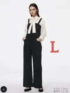 GU ベアトップサロペットパンツQ 　黒　ブラック　Lサイズ