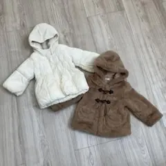 キッズ　ダウン　ホワイト・ブラウン コート 2点　サイズ90 12ー18サイズ