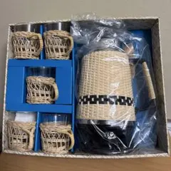 ヨットマホ一ビン魔法瓶ポットとカップセット手編み湯差ポット昭和レトロ