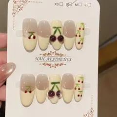 ネイルチップ チェリーデザイン 3Dパーツ付き