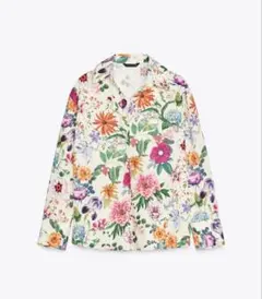 新品　ZARA ザラ　フラワー柄ポプリンシャツ　XXL15〜17号　大きいサイズのサムネイル