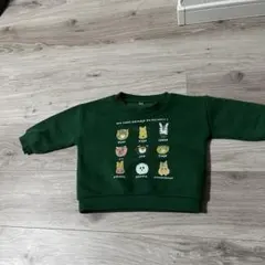 k*読様 緑色 動物イラスト トレーナー80cm