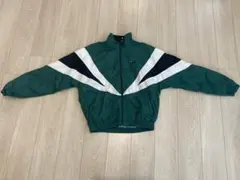 90s FILA ナイロンジャケット グリーンネイビー M刺繍ロゴ ヴィンテージ